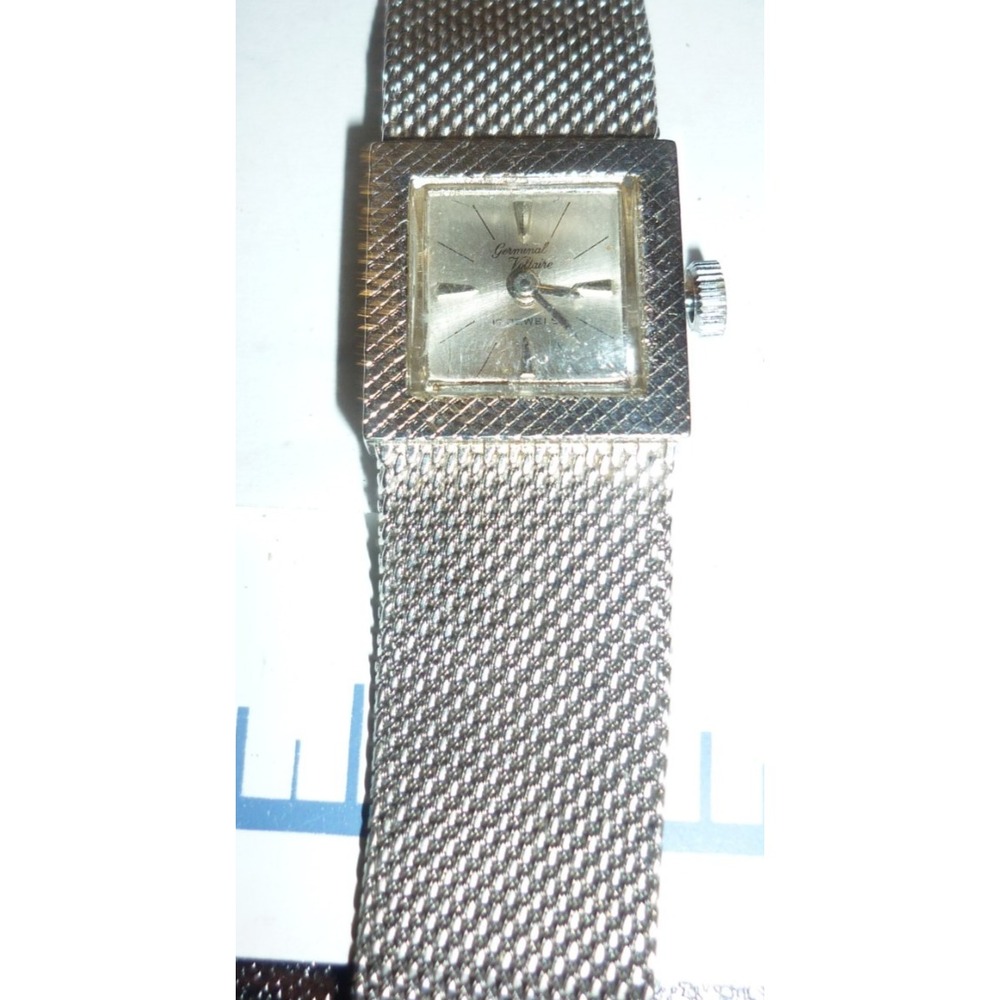 Vintage 17 jewel GERMINAL VOLTAIRE Mesh Stainless Steel Watch SWISS‎ 213V